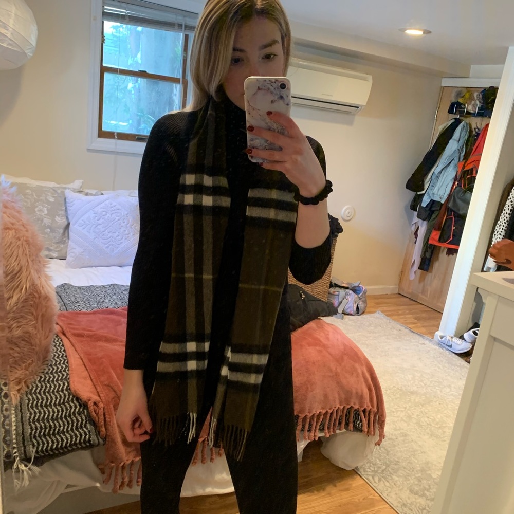 Classic Checker Green Cashmere Burberry Scarf